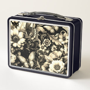 Gouden Antieke bloemen met vlinders