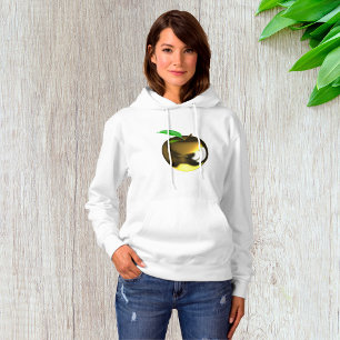 Gouden appel met blad glanzend metaal hoodie