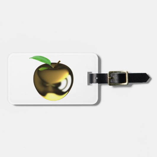 Gouden appel met Blad Glanzend Metallic Bagagelabel (Voorkant horizontaal)