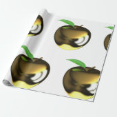 Gouden appel met Blad Glanzend Metallic Cadeaupapier (Uitgerold)