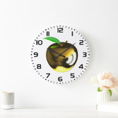 Gouden appel met Blad Glanzend Metallic Grote Klok