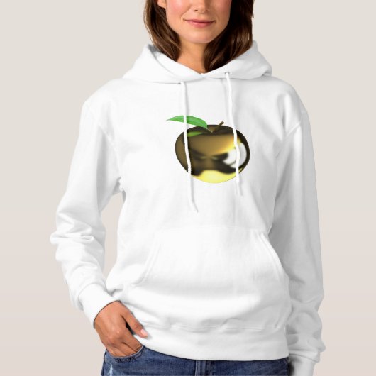 Gouden appel met Blad Glanzend Metallic Hoodie (Voorkant)