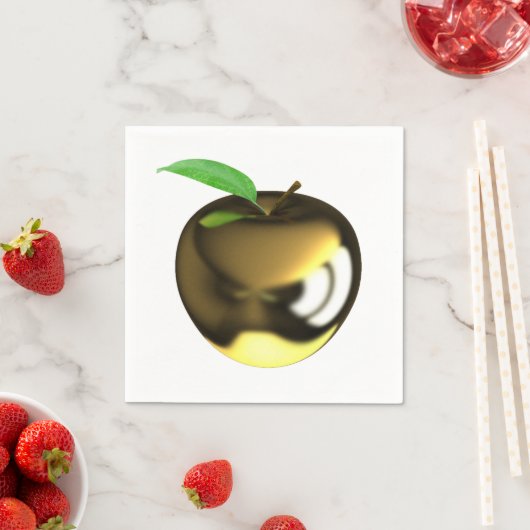 Gouden appel met Blad Glanzend Metallic Servet (Insitu)