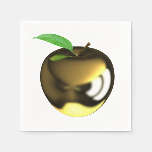 Gouden appel met Blad Glanzend Metallic Servet (Voorkant)