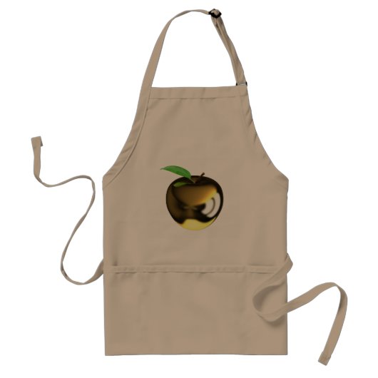 Gouden appel met Blad Glanzend Metallic Standaard Schort (Voorkant)
