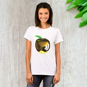Gouden appel met Blad Glanzend Metallic T-shirt