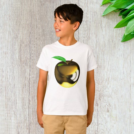 Gouden appel met Blad Glanzend Metallic T-shirt