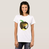 Gouden appel met Blad Glanzend Metallic T-shirt (Voorkant volledig)