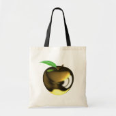 Gouden appel met Blad Glanzend Metallic Tote Bag (Voorkant)