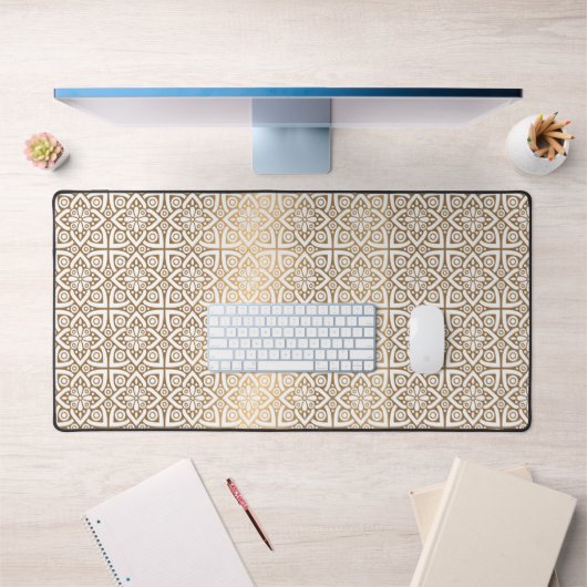 Gouden Arabische Patroon Desk Mat – Elegant Islami (Kantoor 1)