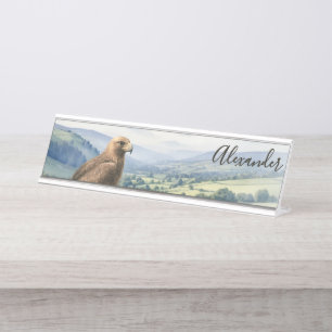 Gouden Arend Vogel Wilde Natuur Landschap Persoonl Bureau Naambordje