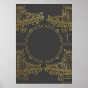 Gouden Art Deco-architectuurposter Poster