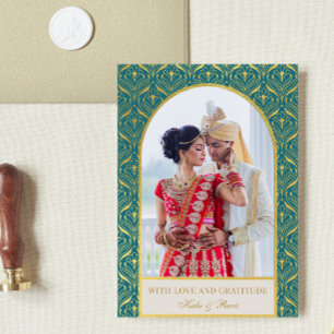Gouden Art Deco Bruiloft Dank u Foto Kaart