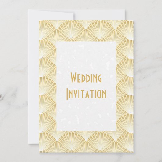 Gouden Art Deco Design Bruiloft Kaart (Voorkant)
