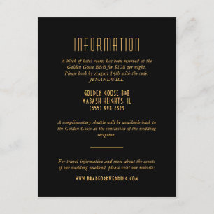 Gouden Art Deco Fan Bruiloft Informatie Kaart