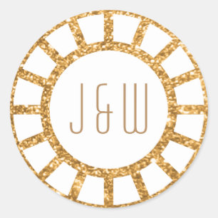 Gouden Art Deco Fan Gatsby Monogram Sticker wit