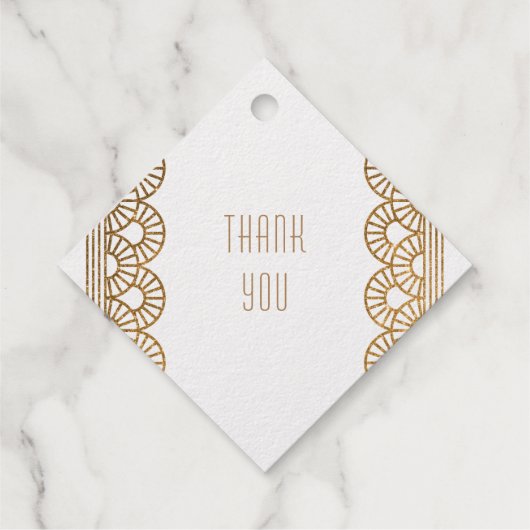 Gouden Art Deco Gatsby Stijl Aangepaste bruiloft Bedankjes Labels (Achterkant)