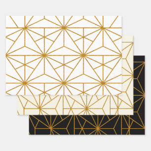 Gouden art deco geometrisch patroon inpakpapier vel