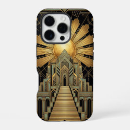 Gouden Art Deco iPhone 16 Pro Hoesje
