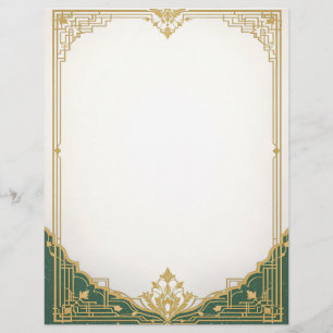 Gouden Art Deco Lijst met groene rand Briefhoofd