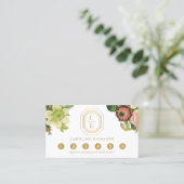 Gouden Art Deco Monogram Bloemen Loyaliteit Klantenkaartje (Staand voorkant)