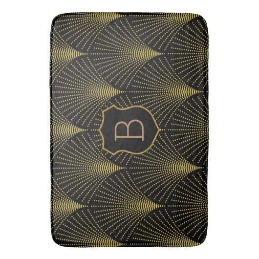 Gouden Art-deco patroon met monogram Badmat (Voorkant Verticaal)
