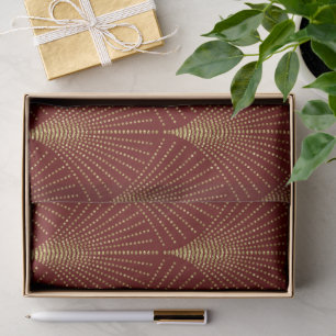 Gouden art-deco patroon op rode achtergrond verpak tissuepapier