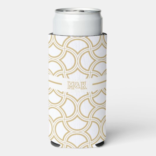 Gouden Art Deco patroon op wit (Seltzer Achterkant)