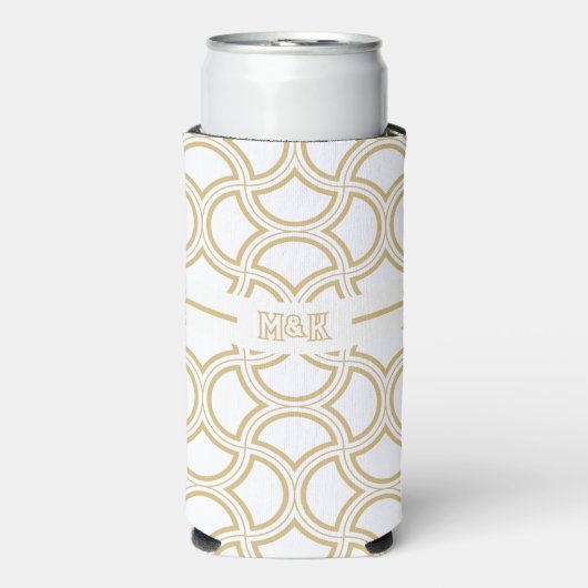 Gouden Art Deco patroon op wit (Seltzer Voorkant)