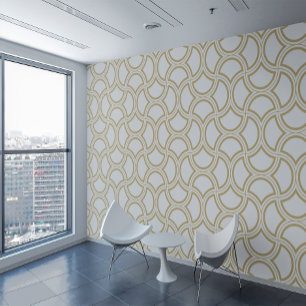 Gouden Art Deco patroon op wit Behang