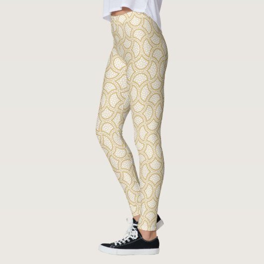 Gouden Art Deco patroon op wit Leggings (Links)