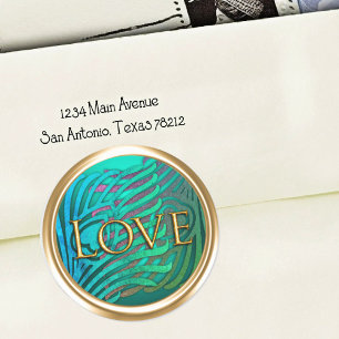 Gouden Art Deco Pauw Envelope Zegel Liefde