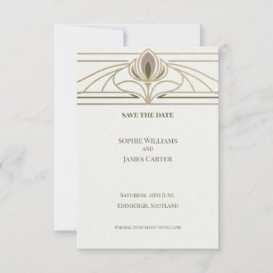 Gouden Art Deco Save The Date Kaart
