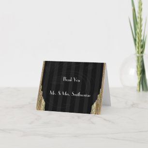 Gouden Art Deco Streep Bruiloft Dank Je Wel Bedankkaart