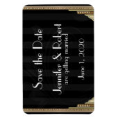 Gouden Art Deco Stripe Bruiloft Save the Date Magneet (Verticaal)