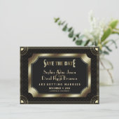 Gouden Art Deco Trouwkaart in Vintage Gatsby-stijl Save The Date (Staand voorkant)