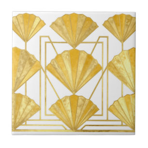 Gouden Art Deco Vantpatroon Tegeltje