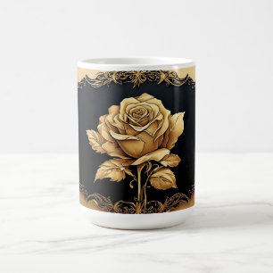 Gouden artistieke rozenontwerp met sierlijke detai koffiemok