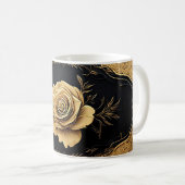 Gouden artistieke rozenontwerp met sierlijke detai koffiemok (Voorkant rechts)