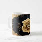 Gouden artistieke rozenontwerp met sierlijke detai koffiemok (Voorkant links)