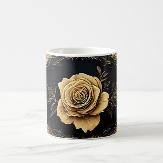 Gouden artistieke rozenontwerp met sierlijke detai koffiemok (Center)