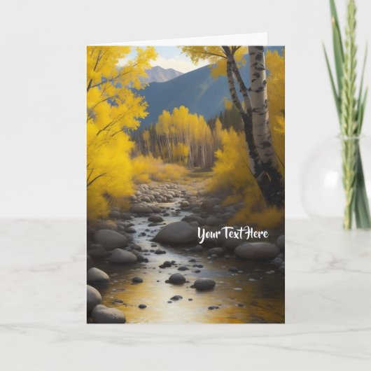 Gouden Aspen Trees Rocky Stream Schilderen 2 Jouw Aankondiging (Voorkant)