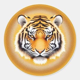 🐅 Gouden Aura Tijger Kop Laptop  Ronde Sticker