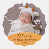 Gouden Baby 1e Kerst Custom Photo Ornament (Voorkant)