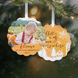 Gouden Baby 2e Kerstwarm Quote Foto Ornament Kaart