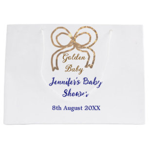 Gouden baby glitter boog koningsblauw baby shower groot cadeauzakje