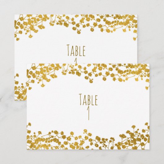 Gouden baby's adem witte elegante tafelnummer (Voorkant / Achterkant)