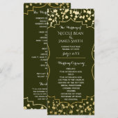 Gouden Baby's Breath Bloem Olive Bruiloftsprogramm Programma (Voorkant / Achterkant)