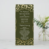 Gouden Baby's Breath Bloem Olive Bruiloftsprogramm Programma (Staand voorkant)