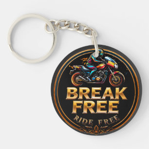 Gouden badge met Break Free Biker-logo Sleutelhanger